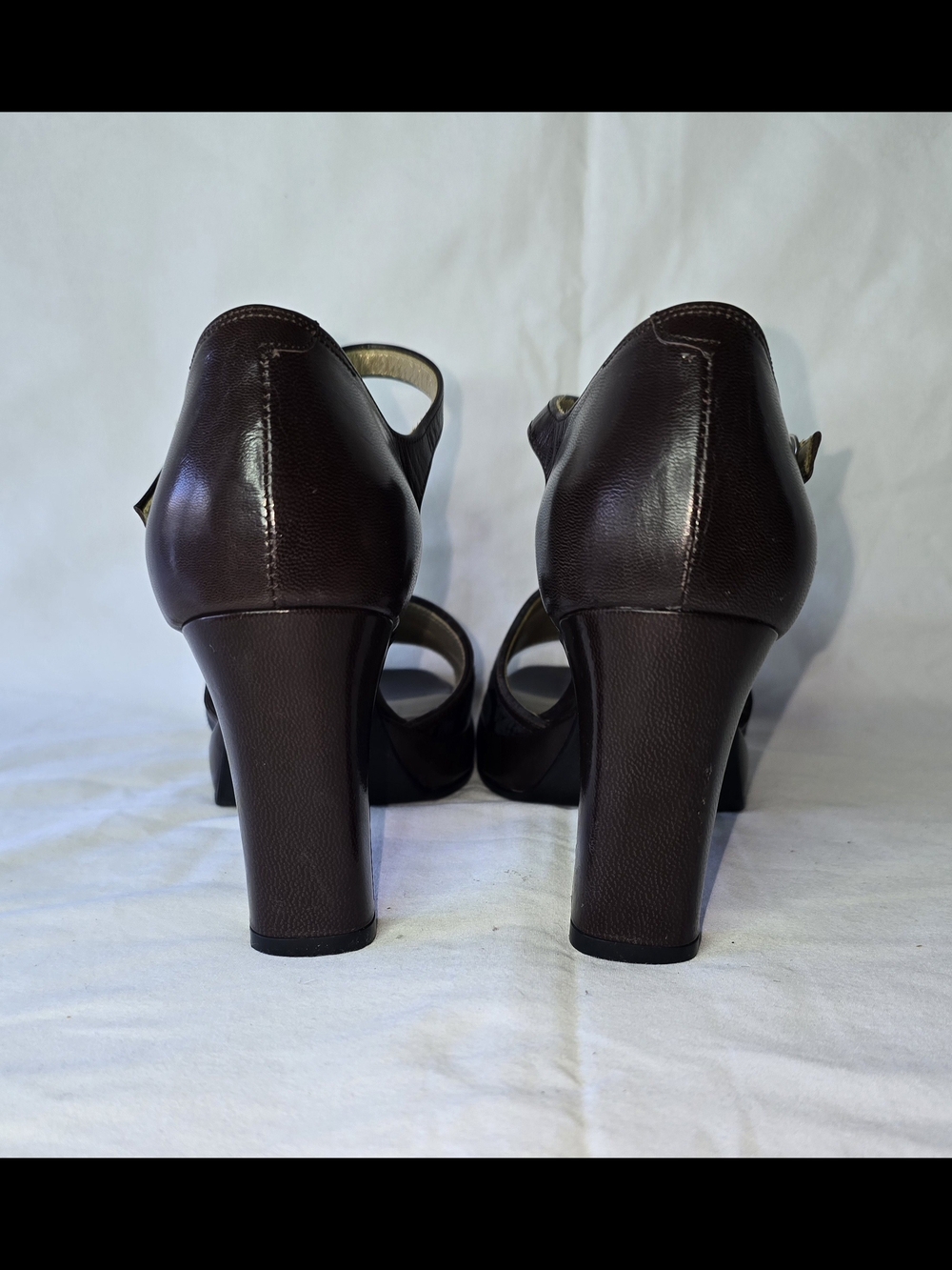 Saint Laurent Brown Leather & Jacquard Mary Jane Block Heels Size 35 - Picture 6 of 12
